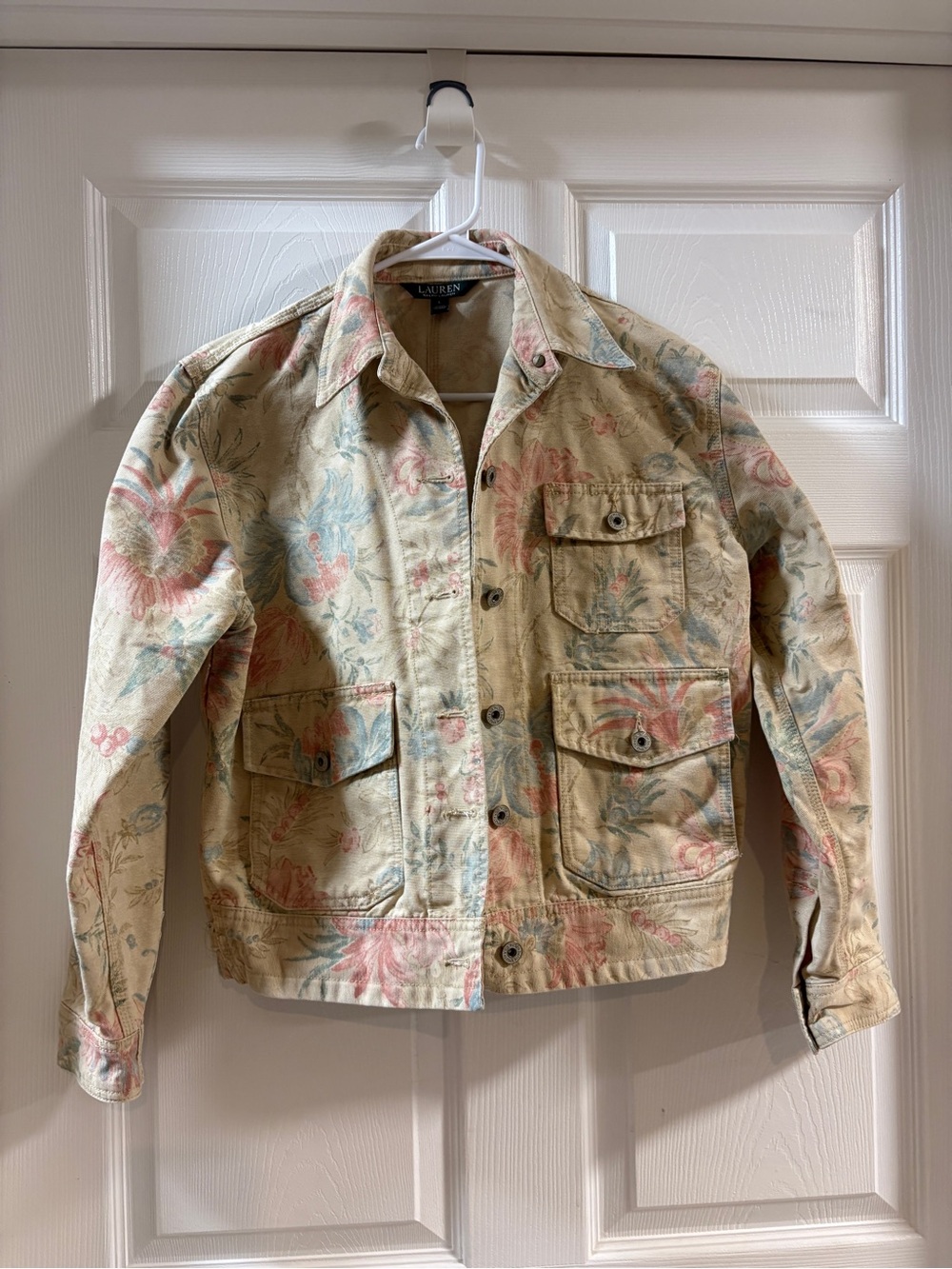Lauren Ralph Lauren Beige Floral Jean Jacket